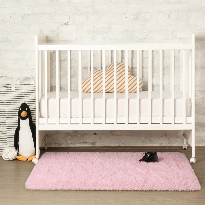 Keeko Small Fluffy Rug for Bedroom  2x4 Pink Bedside Runner Rug Non Slip Throw Rugs for Living Room Entryway Shag Fuzzy Faux Fur Washable Area Rug Indoor Carpet for Kids Girls Nursery Room Decor - Image 2