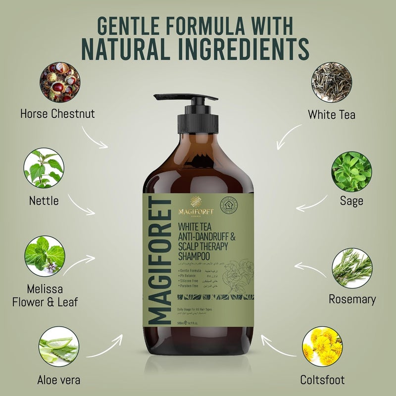 MagiForet Anti-dandruff & Scalp Treatment Shampoo 500ml For Dry, Flaky scalps, Help Clear Flakes, Leave Dry, Itchy Scalps Feeling Soothed - Image 3