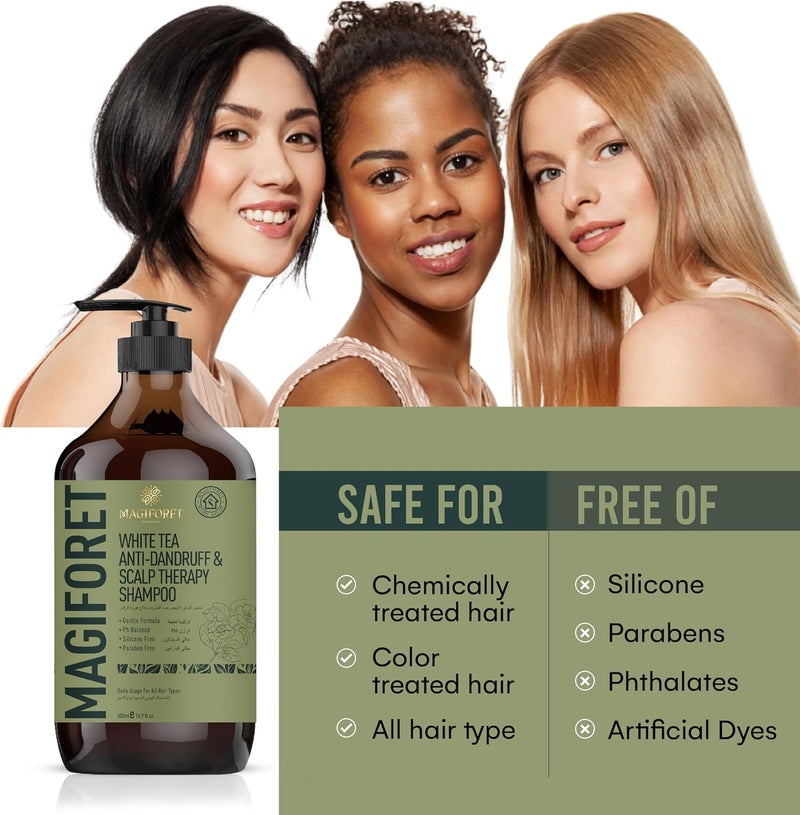 MagiForet Anti-dandruff & Scalp Treatment Shampoo 500ml For Dry, Flaky scalps, Help Clear Flakes, Leave Dry, Itchy Scalps Feeling Soothed - Image 4