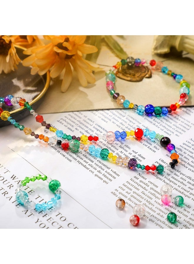 Sureio 1300 Pieces Crystal Beads for Jewelry Making Crackle Glass Beads Faceted Crystal Glass Beads Bicone Crystal Beads Loose Beads Sparkly Beads for Bracelets Necklace Pendants Making Supplies - Image 4