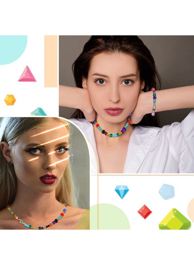 Sureio 1300 Pieces Crystal Beads for Jewelry Making Crackle Glass Beads Faceted Crystal Glass Beads Bicone Crystal Beads Loose Beads Sparkly Beads for Bracelets Necklace Pendants Making Supplies - Image 2