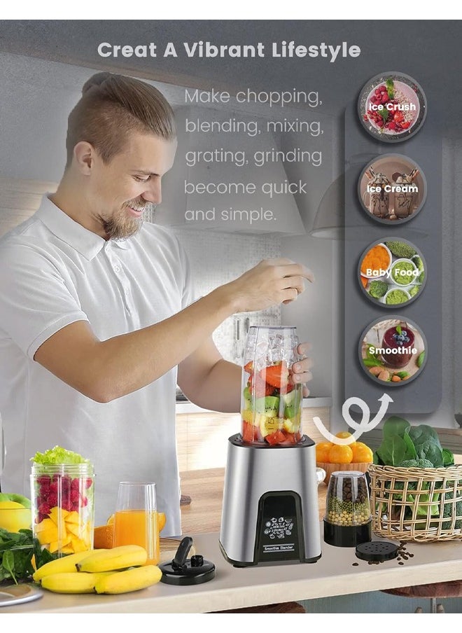 Zeemey - 3-in-1 Personal Compact Sports Blender for Shakes and Smoothies, Personal Size Blenders for Kitchen with 6 Fins Blender Blade, 2 * 22 oz/650 ML To-Go Cups and 1*10oz/300ml Grind Cup 450W - Image 1