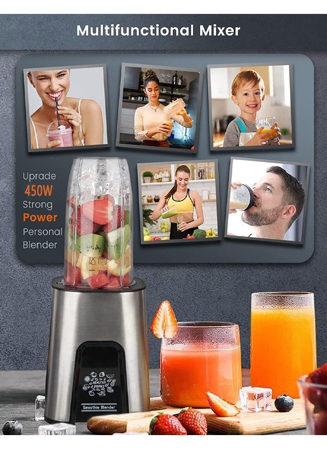 Zeemey - 3-in-1 Personal Compact Sports Blender for Shakes and Smoothies, Personal Size Blenders for Kitchen with 6 Fins Blender Blade, 2 * 22 oz/650 ML To-Go Cups and 1*10oz/300ml Grind Cup 450W - Image 1