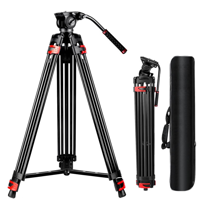 MACTREM 82" /210cm Video Tripod Heavy Duty Tripod with 360Â° Fluid Head,Mactrem Aluminum Tall Tripods Professional Compatible with Canon Nikon Sony DSLR Camera Camcorder Telescope Bnoculars (Load 33Lb) - Image 1