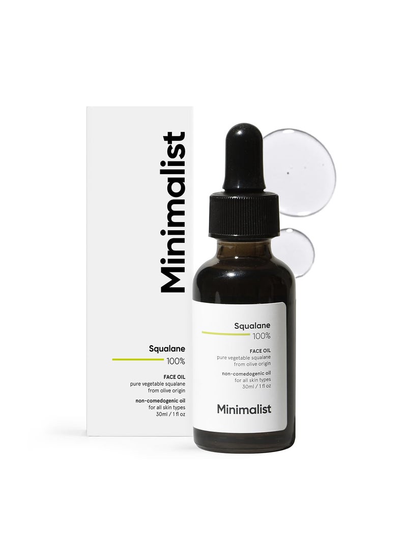 MINIMALIST Minimalist Squalane 100% (Plant Derived) Face Oil for Moisturization | Improves Skin Hydration & Reduces Fine Lines | Restores Suppleness, Firmness & Elasticity of Skin | 1 Fl Oz / 30 ml 