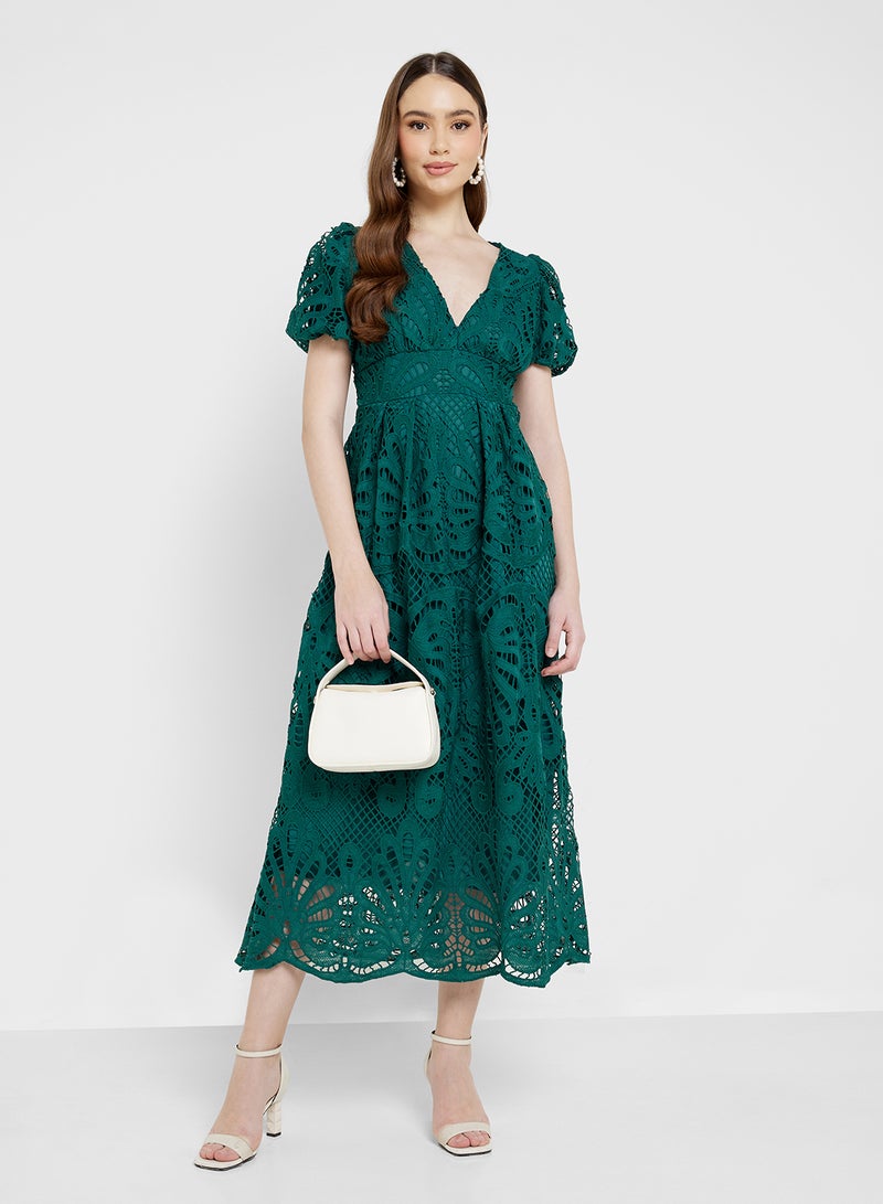 ELLA Puff Sleeve Lace Dress - Image 1