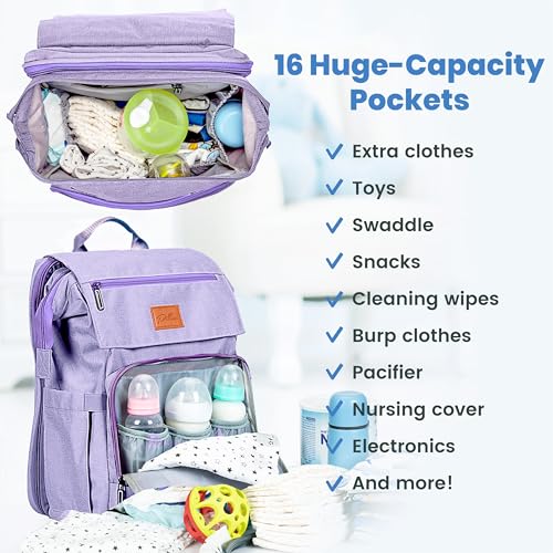 PILLANI Baby Diaper Bag Backpack - Large Bag for Boys & Girls, Waterproof Diaper Backpack - Travel Diaper Bags w/Changing Pad, Baby Registry Search & Shower Gifts - Essentials Must Haves Newborn Stuff - Image 2