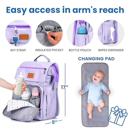 PILLANI Baby Diaper Bag Backpack - Large Bag for Boys & Girls, Waterproof Diaper Backpack - Travel Diaper Bags w/Changing Pad, Baby Registry Search & Shower Gifts - Essentials Must Haves Newborn Stuff - Image 3