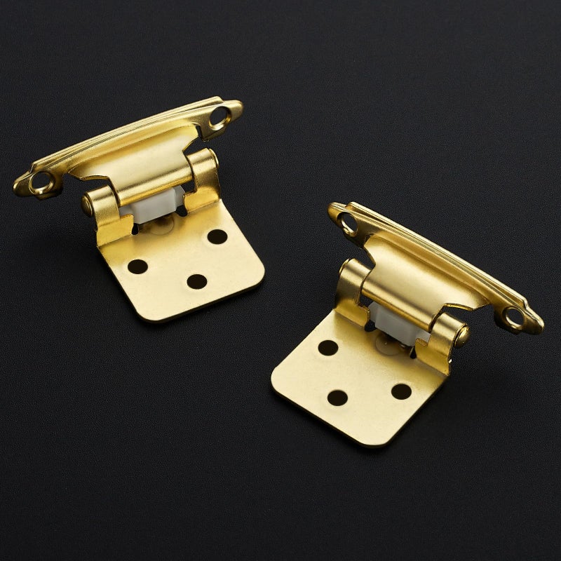 Ravinte Decor 50 Pack 25 Pair Gold Cabinet Hinges - 1/2 inch Overlay Kitchen Cabinet Hinges, Semi-Concealed Hinges, Self Closing Cabinet Door Hinges with Door Bumper, Gold Face Mount Cabinet Hardware - Image 2
