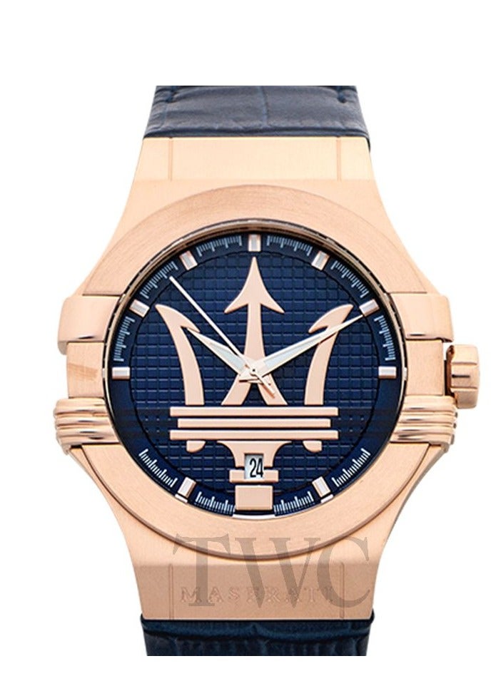 مازيراتي ساعة مازيراتي بوتنزا للرجال مينا زرقاء وجلد أزرق - Image 1