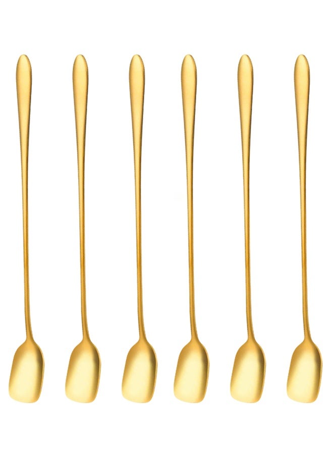 6 PCS Coffee Spoons Set, Dessert Spoon, Small Teaspoons, Stirring for Demitasse, Premium Stainless Steel Espresso Spoons (Gold) - Image 1