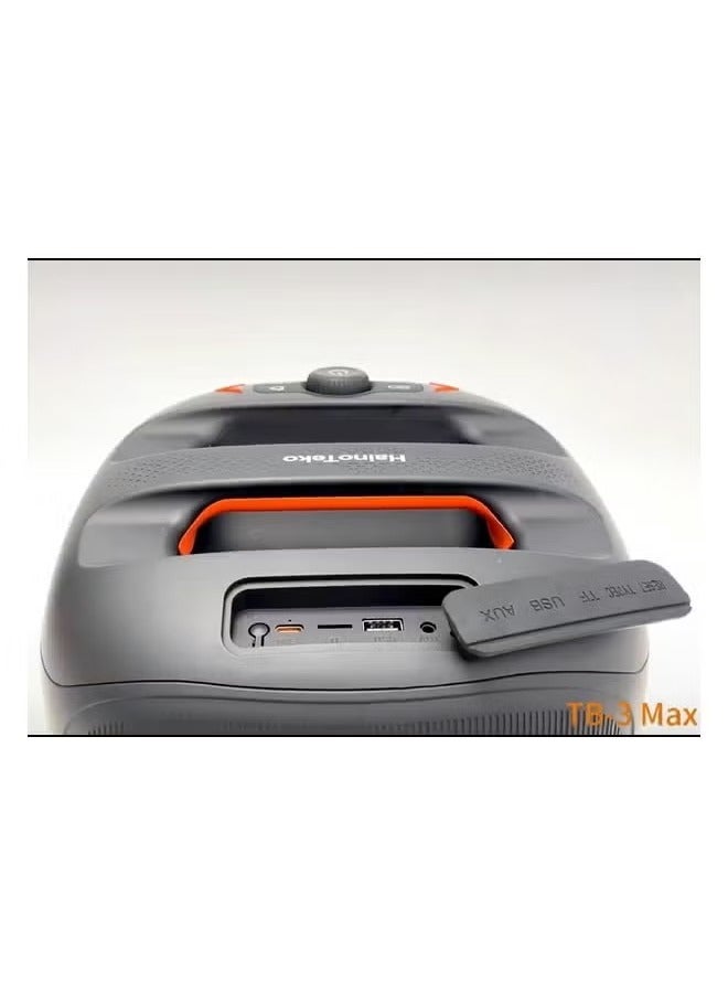 Haino Teko TB-3 Max Wireless Portable Bluetooth Speaker with 2 Wireless Mics, 160W Output Power, RGB Lighting, Multi-Functional Button Control for Indoor & Outdoor, Black  - Image 4
