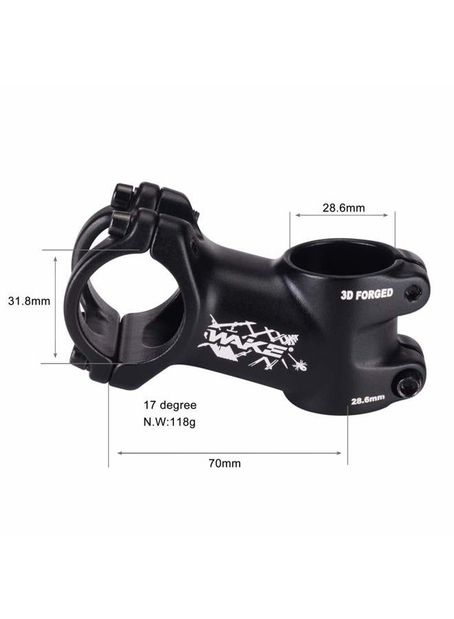 Wake MTB Stem 31.8 70mm 17 Degree Bike Stem Mountain Bike Stem Short Handlebar Stem for Most Bicycle, Road Bike, MTB, BMX, Fixie Gear, Cycling (Aluminum Alloy, Lightweight, Black) - Image 2