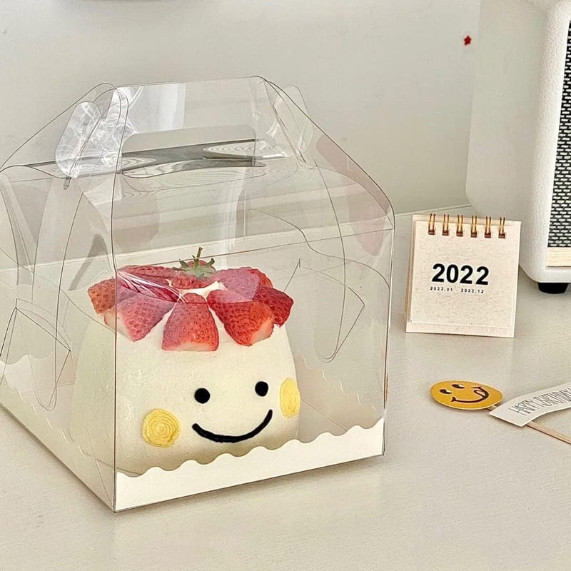 DZOZO Clear Cake Box 6 Inch Cake Box Clear Plastic Baking Box Clear Gift Box with Handle and Base for Cupcakes, Candy, Chocolate and Desserts - Image 1