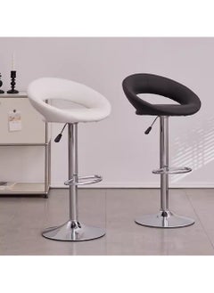 LANNY Jeffcoco Furniture Bar Stool PU Leather Adjustable Swivel Bar Chair with Footrest for Kitchen,Bar Counter (White 1 piece)  - Image 1