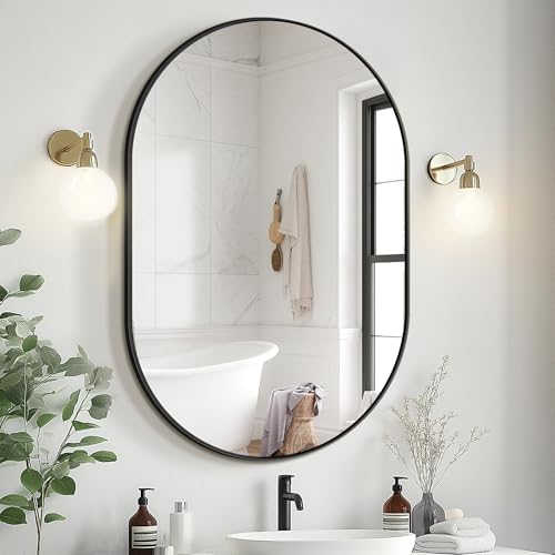 Bathroom Mirror for Wall36x24Black Oval Mirror for Bedroom Entryway Bathroom Metal Framed Vanity Mirror36x24Black