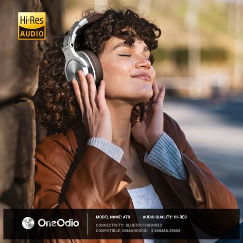 OneOdio A70 Bluetooth Over Ear Headphones Wireless Headphones w 72H Playtime HiRes 35mm635mm Wired Audio Jack for Studio Monitor Mixing DJ EGuitar AMP Computer Laptop PC Tablet Silver - Image 3
