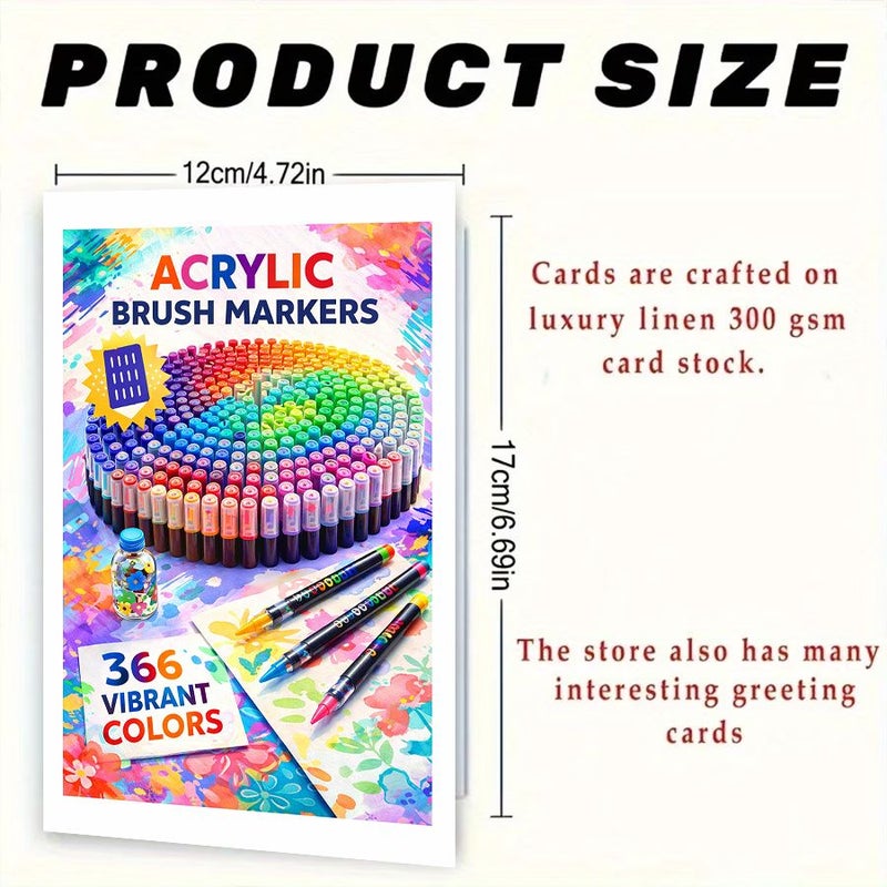 Red 366 Color Acrylic Art Card Set with Envelope for Painting Greeting - Image 3
