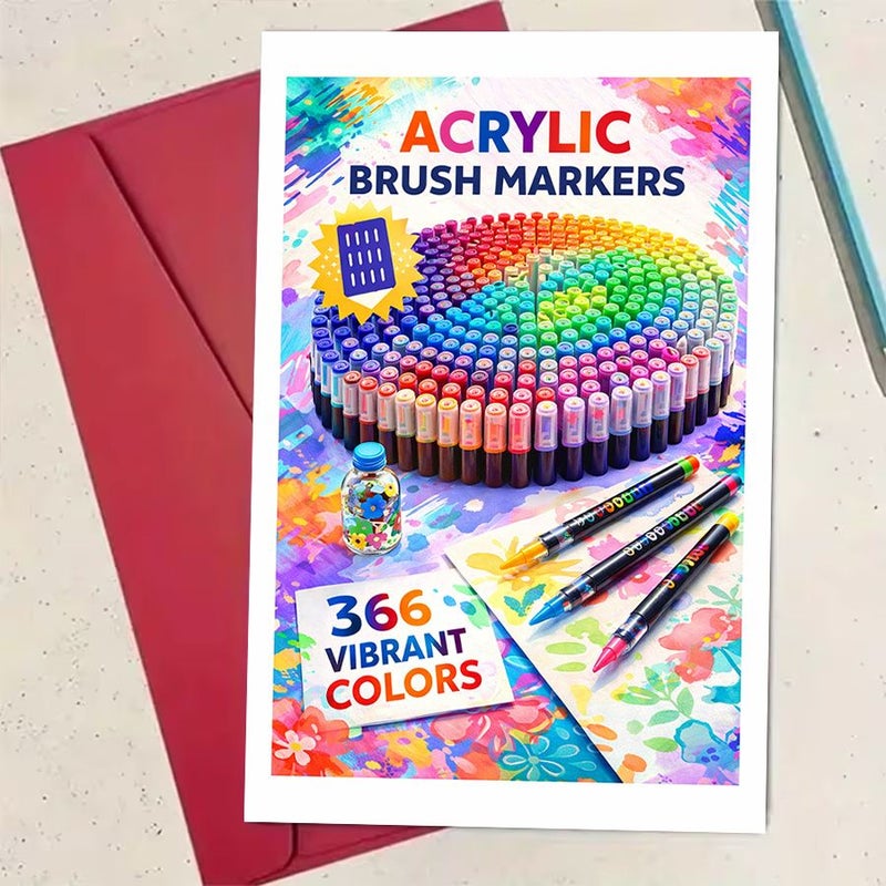 Red 366 Color Acrylic Art Card Set with Envelope for Painting Greeting - Image 5