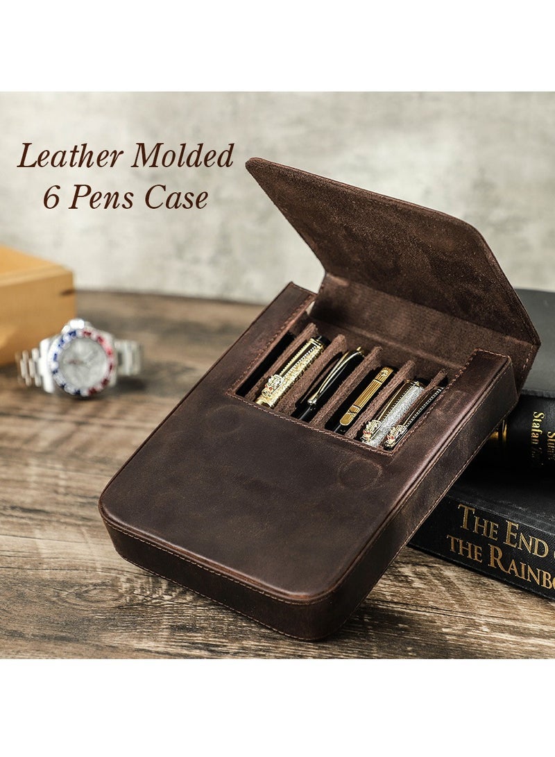 general CONTACT'S FAMILY Handmade Fountain Pen Case Leather For Men Women Holder Pen Pouch Retro Pen Box Organizer Boys Girls School - Image 1