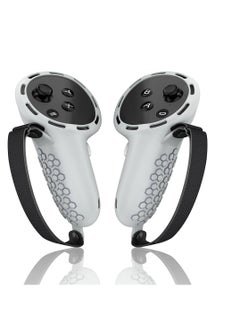 Controller Grips for Oculus Quest 3 Comfortable Silicone Cover with Controller Hand Straps 2Pcs Rocker Cap and Joystick Protection Reserve Precise Hole Positions Grey