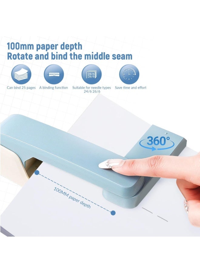 سيوسي 360° Rotatable Office Stapler, Desktop Staple Machine with 1000 Staples, Heavy-Duty Staplers for Paper, Documents, and Office Supplies, Ideal for Students and Professionals (Blue) - Image 2