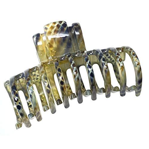 Parcelona French Narrow Tubular Olive Green Large 3 34 Celluloid Good Grip Jaw Hair Claw Clip Clamp for Women and Girls - Image 1