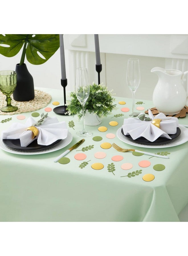 BeYumi 300Pcs Sage Olive Green Peach Blush Round Scatter Confetti Dots Greenery Eucalyptus Paper Confetti Table Decoration Bridal Wedding Confetti Baby Shower Birthday Summer Holiday Party Supplies - Image 3