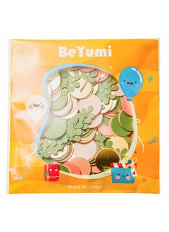 BeYumi BeYumi 300Pcs Sage Olive Green Peach Blush Round Scatter Confetti Dots Greenery Eucalyptus Paper Confetti Table Decoration Bridal Wedding Confetti Baby Shower Birthday Summer Holiday Party Supplies  - Image 5