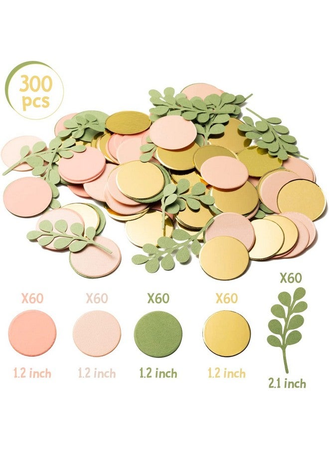 BeYumi 300Pcs Sage Olive Green Peach Blush Round Scatter Confetti Dots Greenery Eucalyptus Paper Confetti Table Decoration Bridal Wedding Confetti Baby Shower Birthday Summer Holiday Party Supplies - Image 2