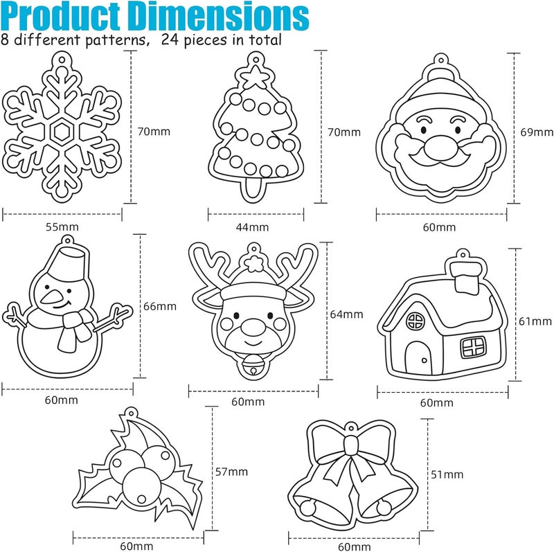 WILLBOND 24 Pieces Christmas Suncatchers Craft for Kids Assorted Sun Catcher Kits for Art Window Sun Catchers with 24 Pieces Suction Cups for Painting Crafts Christmas Home Decor Supplies - Image 3