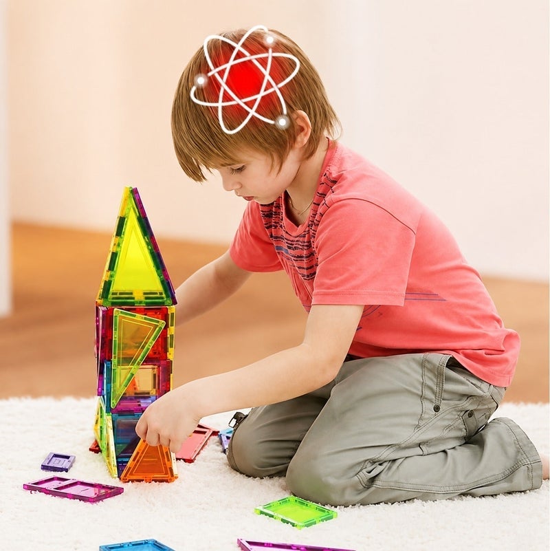 O2. Magnetic Parking Garage Building Blocks Set 68PCS with Mini Cars – Colorful Magnetic Construction Tiles Toy for Kids Ages 3+ - Image 4