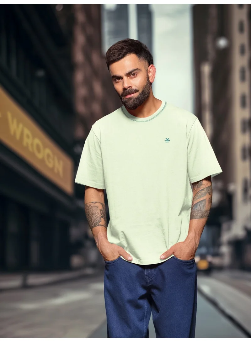 Wrogn Textured Waffle Knit T-Shirt | Sage