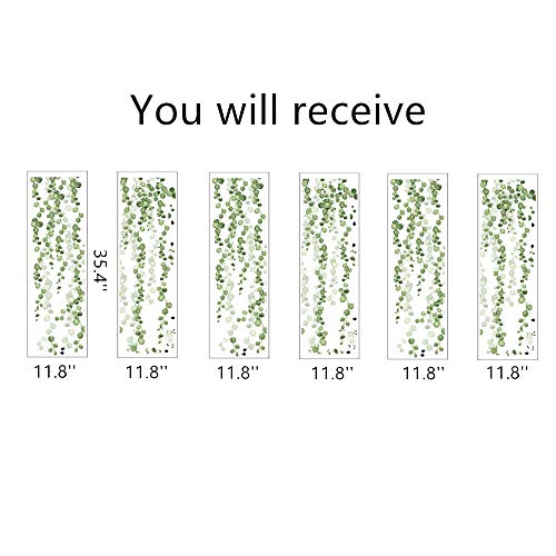 ROFARSO 6 Sheets Hanging String of Pearls Vine Wall Stickers Leaves Green Plants Removable PVC Wall Decals Peel and Stick Decorations Decor for Bedroom Living Room Office Murals(3 Sets) - Image 4