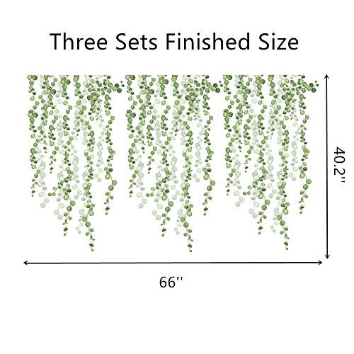 ROFARSO 6 Sheets Hanging String of Pearls Vine Wall Stickers Leaves Green Plants Removable PVC Wall Decals Peel and Stick Decorations Decor for Bedroom Living Room Office Murals(3 Sets) - Image 3