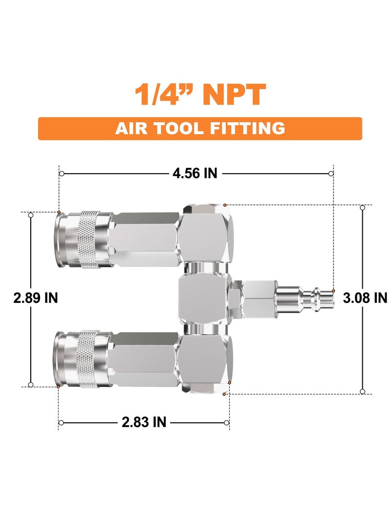 SYOSI Air Hose Connectors 2 Way Air Hose Splitter Fittings 1/4 in NPT Air Compressor Fittings High Pressure Resistance Air Manifold Swivel 360 Degrees Connectors Air Compressor Accessories  - Image 2