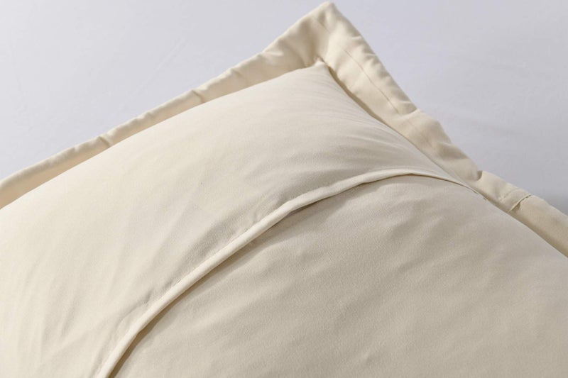 MarCielo 2-Piece Embroidered Pillow Shams, Decorative Microfiber Pillow Covers Set, Standard Size, Beige - Image 5