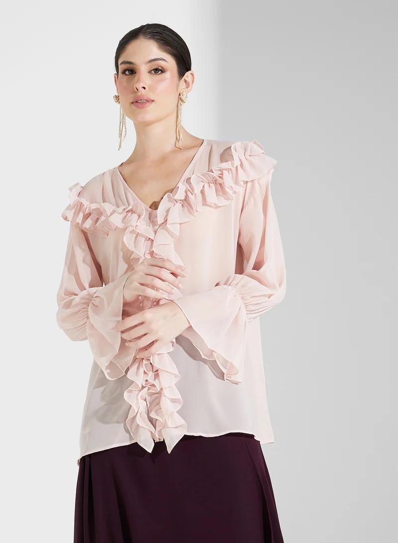 Fashion Trends by Suzy Matar Ruffled Relaxed Skirt Blouse