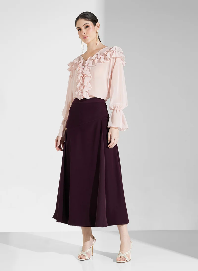 Fashion Trends by Suzy Matar Ruffled Relaxed Skirt Blouse