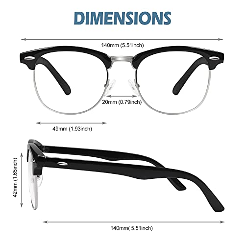CGID Happy Store CN56 Vintage Inspired Classic Horn Rimmed Half Frame Nerd UV400 Clear Lens Glasses,Glossy Black - Image 5
