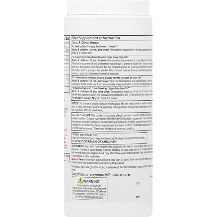 Leader Psyllium Husk Powder Supplement 4-in-1 Fiber for Digestive Health, Plant Based 100% Natural Psyllium Husk Daily Fiber, Gluten Free, Non-GMO, Compare to Meta-mucil Multihealth (13 OZ) - Image 2