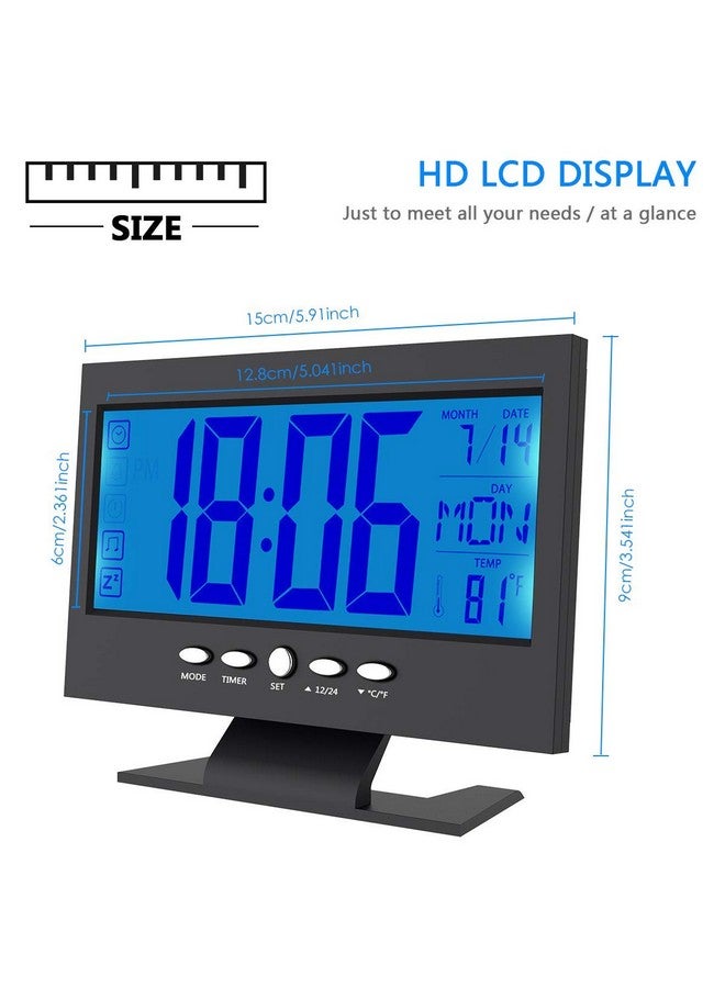 ROYALS ساعة رقمية LCD من رويالز مع تقويم، مستشعر حرارة، منبه لطاولة ومكتب الدراسة، ساعة بأرقام كبيرة - Image 2