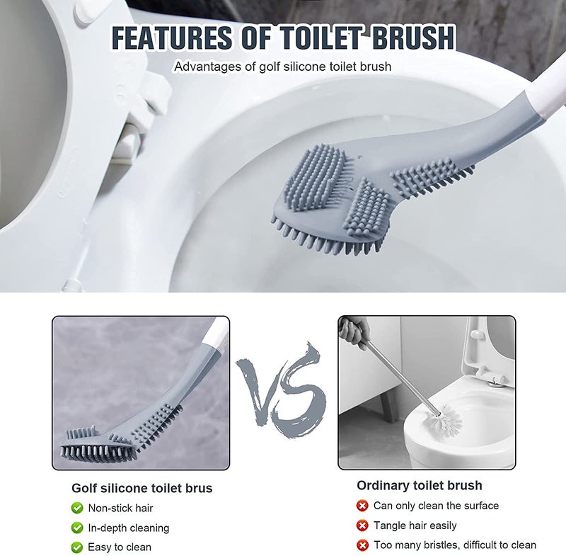 RRJ Golf Toilet Brush, Silicone Toilet Cleaning Brush, Golf Brush Head Toilet Brush, Long-Handled Golf Clubs, Fast and efficient Cleaning of The Toilet, for Bathroom Toilets [pack of 2pcs multi color] - Image 4