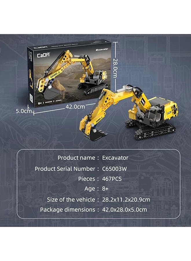 CaDA Car Toy Building Blocks Yellow Excavator C65003W 467pcs for +8 Years old - Image 5