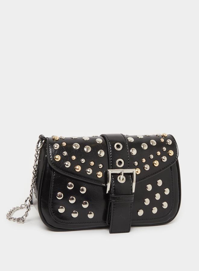 ستايلي حقيبة كتف مزينة بالمسامير بحزام سلسلة - Image 1