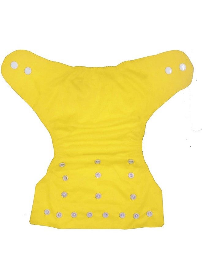 BabyMoon (Set Of 2) 1 Cloth Diaper With 5Layers Charcoal Bamboo Insert) Premium Adjustable Reusable Washable Cloth Diaper For Babies (Yellow)  - Image 4