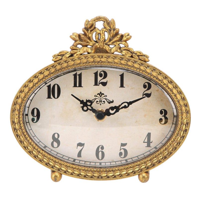 NIKKY HOME NIKKY HOME Vintage Table Top Clock Silent Small Shelf Desk Clock Battery Operated Rustic Design Home Decor for Living Room Bedroom Bedside Gift Clock  Gold 