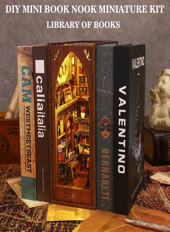 Spilay DIY Dollhouse Miniature Book Nook Assemble Kit,3D Wooden Puzzle Bookshelf Insert Decor with Sensor Light Music Box, Bookends Model Build-Creativity Kit for Adults Women Birthday Gift (SL06) - Image 3