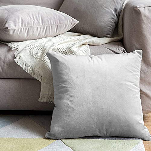 Khooti Velvet Cushion Cover, 40x40 Inches | Light Grey | Pack of 2 | Solid Plain Soft & Smooth, Decorative Cushion Covers for Living Room, Bedroom, Couches, Chairs, Sofas, Beds & Home Decor - Image 3