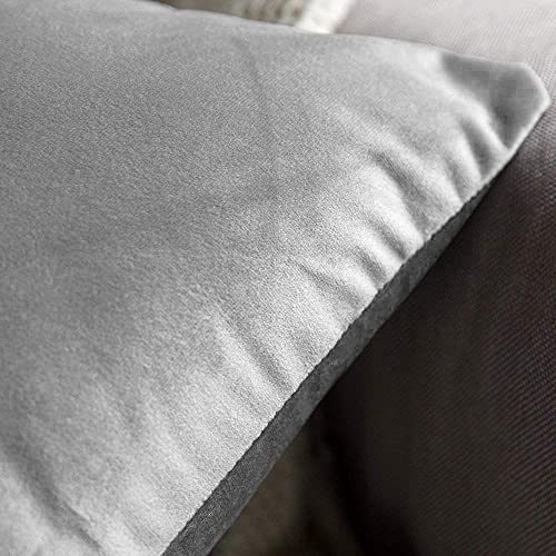 Khooti Velvet Cushion Cover, 40x40 Inches | Light Grey | Pack of 2 | Solid Plain Soft & Smooth, Decorative Cushion Covers for Living Room, Bedroom, Couches, Chairs, Sofas, Beds & Home Decor - Image 2